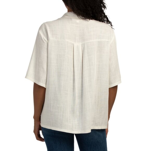 SELFIE LESLIE White Linen Blend Jeni Embroidered Shirt - Picture 2 of 2